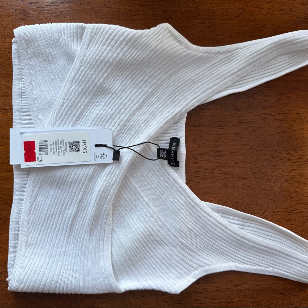 Dynamite White Ribbed Knit Top